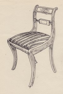 Cadeira com assento listrado, 1951. de Shirley Markham