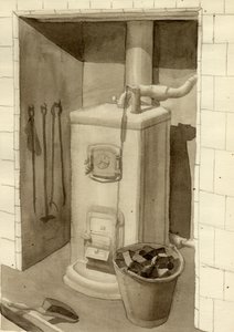 Fogão a carvão, 1951.