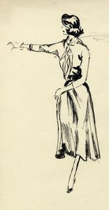 Mulher de saia rodada com braço estendido, c1950. de Shirley Markham
