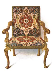 Cadeira dourada coberta de bordado, 1906 de Shirley Charles Llewellyn Slocombe