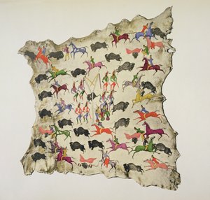 Caça ao búfalo (pigmento na pele de alce) de Shoshone Katsikodi School