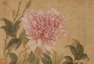 Peony, Leaf from an Album of Flower Paintings (tinta e cor sobre seda)