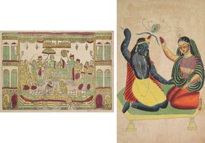Rama e Sita no Palácio Real (reto); Radha e Krishna (verso)