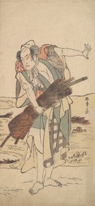 Arashi Sangoro como um Ronin Samurai na margem, ca. 1777. de Shunsho