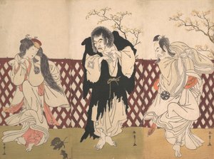 Ichikawa Danjuro IV no papel do monge Mongaku da peça Hana-zumo Genji-biki, 1775. de Shunsho
