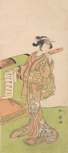 O ator Iwai Hanshiro IV no papel feminino, ao lado de uma ninhada, 1726-1792. de Shunsho