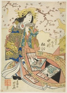 O ator Nakamura Matsue III no papel de Keisei Agemaki de Shunshosai Hokucho