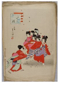 Dança da donzela da série Os Costumes e Maneiras das Crianças, c.1896-1897 (xilogravura sobre papel) de Shuntei Miyagawa