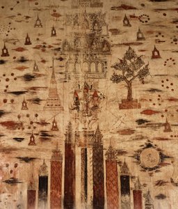 Mural representando o Monte Meru, 1734 (pintura em pedra)