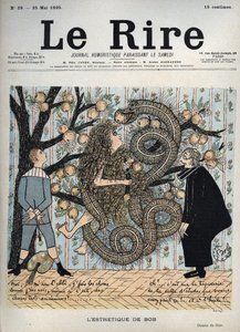 Eve e a Serpente: "A Estética de Bob" - Desenho Humoroso de Cigano (Sibylle Gabrielle Marie Antoinette Riquetti de Mirabeau, Condessa de Martel de Janville) (1849-1932) - "O Riso", 25 de Maio
