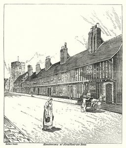 Esmolas em Stratford-on-Avon (gravura) de Sidney Heath