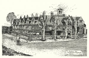 Vista Geral, Almshouses Hungerford, Corsham (gravura) de Sidney Heath