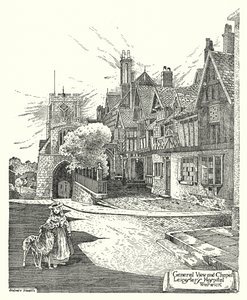 Vista Geral e Capela, Hospital de Leicester, Warwick (gravura) de Sidney Heath