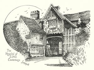 O Hospital de S John, Canterbury (gravura) de Sidney Heath