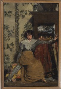 Mulher sentada no interior