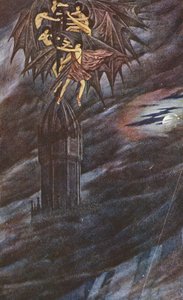 A Lenda Dourada: Lúcifer e os seus anjos (litografia a cores) de Sidney Meteyard