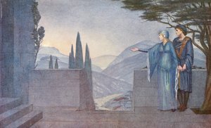 A Lenda Dourada: O Príncipe e Elsie (litografia a cores) de Sidney Meteyard