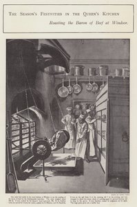 As Festas da Época na Cozinha da Rainha (litho) de Sidney Paget