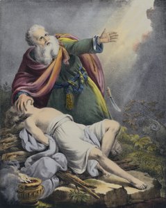 Abraão oferecendo o seu filho Isaac (gravura colorida) de Siegfried Detler Bendixen