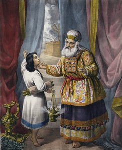 Eli questionando Samuel a respeito da Visão (gravura colorida) de Siegfried Detler Bendixen