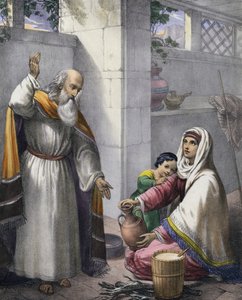 Elias e a Viúva de Zarephath (gravura colorida) de Siegfried Detler Bendixen