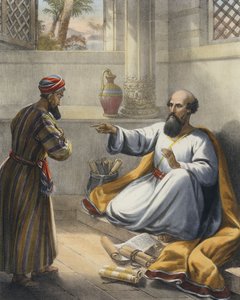 Elisha e Gehazi (gravura colorida) de Siegfried Detler Bendixen