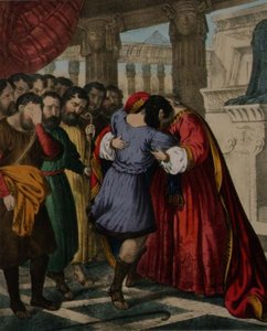 O Perdão de José a seus irmãos, a partir de uma bíblia impressa por Edward Gover de Siegfried Detler Bendixen