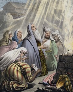 O sacrifício de Noé ao deixar a Arca (gravura colorida) de Siegfried Detler Bendixen