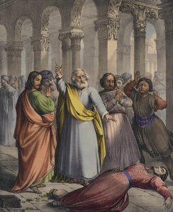 A morte de Ananias (gravura colorida) de Siegfried Detler Bendixen
