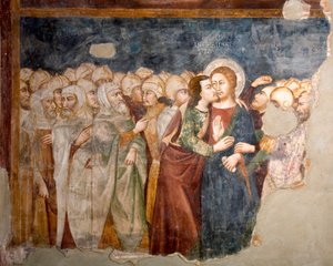 O beijo de Judas Fresco da escola de Siena. Século XIV. Igreja Superior. Mosteiro de São Benedetto (Sacro Speco), Subiaco (Roma), Itália.