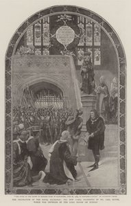 A Decoração do Royal Exchange, o novo painel apresentado pelo Sr. Carl Meyer, que foi revelado pelo Lord Mayor na segunda-feira