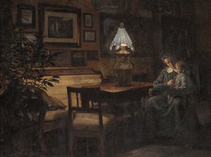 Interior da noite. Mãe e filho de Sigurd Wandel