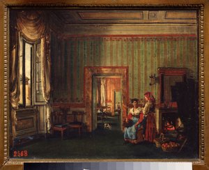 Interior da casa do príncipe Alexander Galitzine (Golitsyn) (1723-1804) em Roma (Itália). Pintura de Sylvester Feodosiyevich Shchedrin (Sylvester Shchedrin) (1791-1830), óleo sobre tela