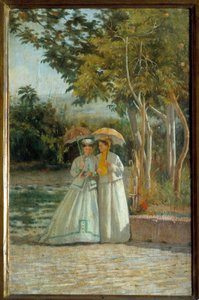 Caminhada no Jardim Pintura de Silvestro Lega (18126-1895) Florença do século XIX, Museu de Arte Moderna de Silvestro Lega
