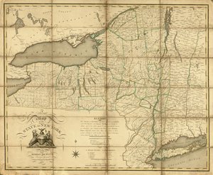 Um mapa do Estado de Nova Iorque. LOC 74696138 de Simeon De Witt