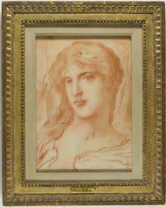 Cabeça, c.1880 (giz vermelho sobre papel de seda lustroso) de Simeon Solomon