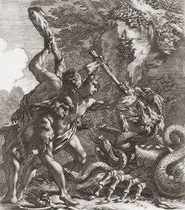 Hércules e a Hidra. (imprimir) de Simon (after) Vouet