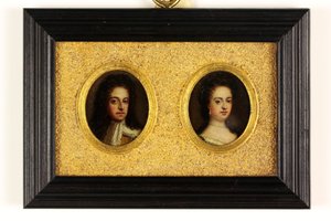 Rei Guilherme III e Rainha Maria II (aguarela em velino) (ver também 3076025 & 3076026) de Simon (attr.to) Du Bois