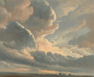 Estudo de nuvens com um pôr do sol perto de Roma