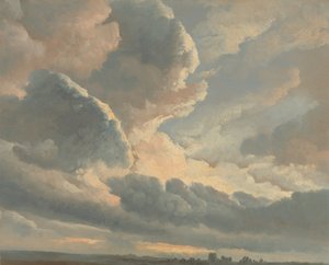 Estudo de nuvens com um pôr do sol perto de Roma