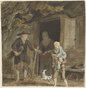 A família camponesa à porta da sua casa