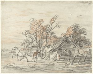 Casa de fazenda onde um fazendeiro treina seu cavalo