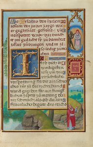 Rand mit der Vision des Hohenpriesters und des Teufels von Sacharja de Simon Bening