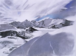 Alpes et nuages, 2003 (pastel e técnica mista sobre papel) de Simon Fletcher