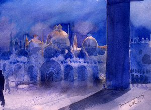 Basílica, estudo noturno, 2006 (aguarela sobre papel) de Simon Fletcher