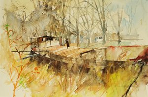 Canal du Midi, 2000 (aguarela) de Simon Fletcher