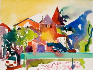 Carro, risca verde, 2017 (aguarela sobre papel) de Simon Fletcher