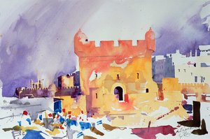Forte e Medina II (aguarela sobre papel) de Simon Fletcher