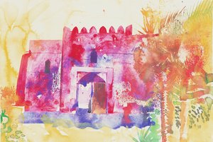 Muralhas de Jabreen, Omã, 2005 (aguarela) de Simon Fletcher