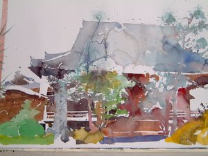 Templo de Quioto (aguarela sobre papel) de Simon Fletcher